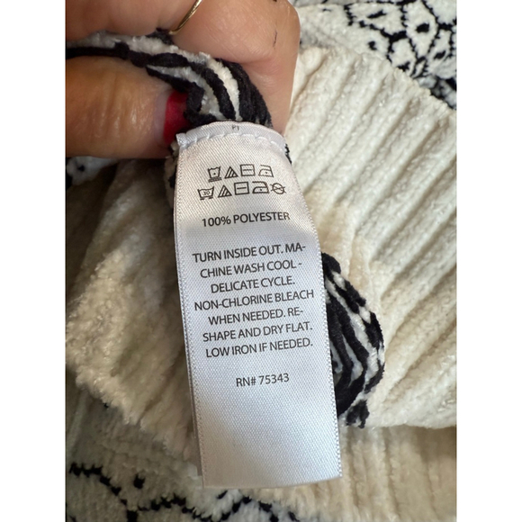 Unbranded Cream Black Fair Isle Mock Neck Sweater XXL - Picture 6 of 8